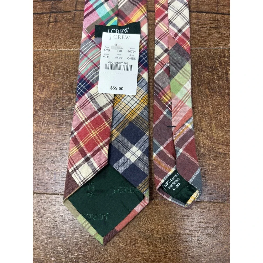 NWT: Mens J. Crew Madras Cotton Necktie
